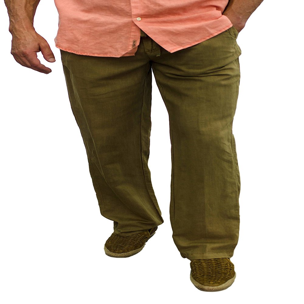 short fin Men's Drawstring Linen Pants (Taupe40x30 L8022)
