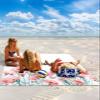 Beach Blanket Waterproof Sandproof Beach Mat,Spring Farm Pink Flower Blossom White Picnic Blankets with Sand Pockets and Stakes,Pastoral Floral Botanical Outdoor Pad for Seaside,Travel 83x79In view 2