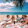 Beach Blanket Waterproof Sandproof Beach Mat,Spring Farm Pink Flower Blossom White Picnic Blankets with Sand Pockets and Stakes,Pastoral Floral Botanical Outdoor Pad for Seaside,Travel 83x79In view 3