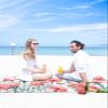 Beach Blanket Waterproof Sandproof Beach Mat,Spring Farm Pink Flower Blossom White Picnic Blankets with Sand Pockets and Stakes,Pastoral Floral Botanical Outdoor Pad for Seaside,Travel 83x79In view 4