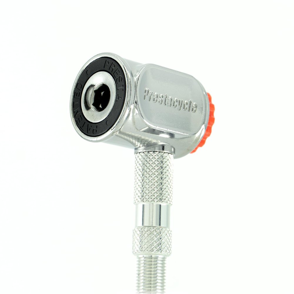 Prestacycle Pro Presta Head  Auto-Lock Bicycle Tire Pump Head for Tubeless & Presta Valves, 90 Steel Design, Presta Valve Pump, Presta Adapter, Compatible with Prestaflator Pro & Premium Floor Pumps