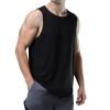 meioro Men's 3 Pack Workout Tank Top Gym Bodybuilding T Shirt Fitness Sleeveless Muscle Tee Shirts Mesh Dry FitBlack, M view 3
