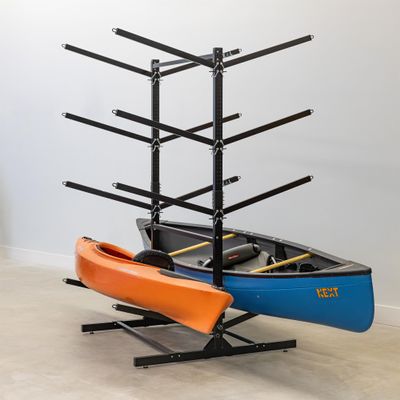 Teal Triangle Adjustable Freestanding Kayak Storage Rack, Holds 8 Kayaks