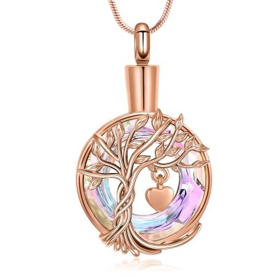Hearbeingt Teardrop Urn Necklaces for Ashes Tree of Life Memorial Ashes Lockets, Cremation Jewelry Keepsake Pendant for Ashes for Women for Men