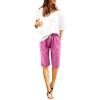 GOKKILRW Loose Fit Beach Short for Women Plus Size Outdoor Traveling Hiking Summer Elastic Waist Capri Shorts Comfy Linen Drawstring Knee Length Baggy Lounge Shorts Hot Pink view 1