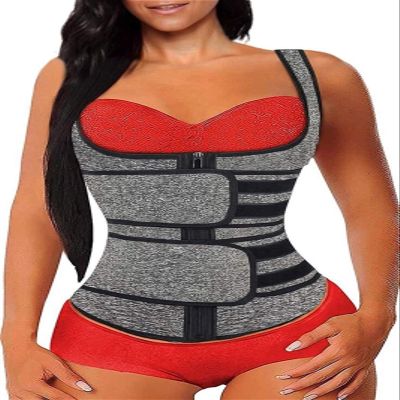 TIGAILIAN Segmented Waist Trainer For Women Waist Cincher Shapewear For Women Tummy Control Workout Body Shaper Girdle Sauna Suits (Color : Gray, Size : Large)