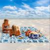 Beach Blanket Waterproof Sandproof Beach Mat,Blue Gradient Abstract Floral Blossom Picnic Blankets with Sand Pockets and Stakes,Retro Flower Tribal Totem Outdoor Pad for Seaside,Travel 83x79In view 2