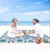 Beach Blanket Waterproof Sandproof Beach Mat,Blue Gradient Abstract Floral Blossom Picnic Blankets with Sand Pockets and Stakes,Retro Flower Tribal Totem Outdoor Pad for Seaside,Travel 83x79In view 4