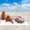 Beach Blanket Waterproof Sandproof Beach Mat,Spring Purple Eucalyptus Leaves White Picnic Blankets with Sand Pockets and Stakes,Pastoral Foliage Leaves Outdoor Pad for Seaside,Travel,Camping 83x79In view 2