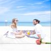 Beach Blanket Waterproof Sandproof Beach Mat,Spring Purple Eucalyptus Leaves White Picnic Blankets with Sand Pockets and Stakes,Pastoral Foliage Leaves Outdoor Pad for Seaside,Travel,Camping 83x79In view 4