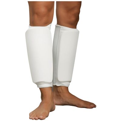 Cloth Shin Guard Taekwondo, Martial Arts, MMA Foot Protective Gear Protector for Sparring (Black/White; Child Small to Adult XL) (White, XS-CHL)