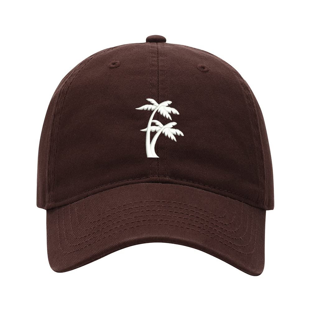 Baseball Cap Men Women Palm Tree Embroidered Unisex Classic Adjustable Strapback Dad Hat (7 1/2,Brown)