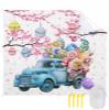 Beach Blanket Waterproof Sandproof Beach Mat,Easter Egg Blue Farm Truck White Picnic Blankets with Sand Pockets and Stakes,Pink Floral Blossom Outdoor Pad for Seaside,Travel,Camping,Hiking 118x108In view 1