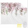 Beach Blanket Waterproof Sandproof Beach Mat,Spring Pink Gradient Eucalyptus Leaves White Picnic Blankets with Sand Pockets and Stakes,Modern Abstract Minimalist Art Outdoor Pad for Seaside 83x79In view 1