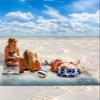 Beach Blanket Waterproof Sandproof Beach Mat,Chinese Retro Landscape Linen Picnic Blankets with Sand Pockets and Stakes,Watercolor Oil Painting Art Outdoor Pad for Seaside,Travel,Camping 118x108In view 2
