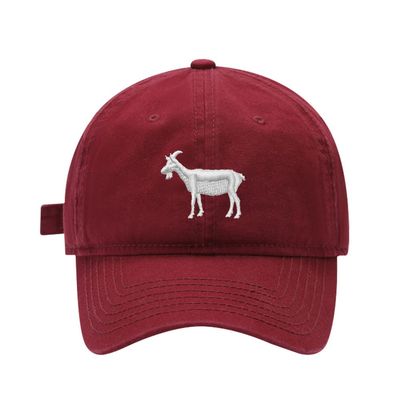 Mens Baseball Caps Goat Animal Embroidered Washed Cotton Adjustable Outdoor Dad Hats for Men (7 1/2,Red)