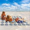 Beach Blanket Waterproof Sandproof Beach Mat,Retro Abstract Botanical Lattice Plaid Picnic Blankets with Sand Pockets and Stakes,Modern Minimalist Floral Art Outdoor Pad for Seaside,Travel 108x84In view 2