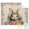 Beach Blanket Waterproof Sandproof Beach Mat,Cute Easter Bunny Flower Retro Linen Picnic Blankets with Sand Pockets and Stakes,Pastoral Botanical Rabbit Outdoor Pad for Seaside,Travel 118x108In view 1