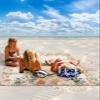 Beach Blanket Waterproof Sandproof Beach Mat,Cute Easter Bunny Flower Retro Linen Picnic Blankets with Sand Pockets and Stakes,Pastoral Botanical Rabbit Outdoor Pad for Seaside,Travel 118x108In view 2