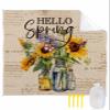 Beach Blanket Waterproof Sandproof Beach Mat,Spring Sunflower Bottle Retro Linen Picnic Blankets with Sand Pockets and Stakes,Lavender Letter Postmark Back Outdoor Pad for Seaside,Travel 118x108In view 1