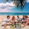 Beach Blanket Waterproof Sandproof Beach Mat,Spring Sunflower Bottle Retro Linen Picnic Blankets with Sand Pockets and Stakes,Lavender Letter Postmark Back Outdoor Pad for Seaside,Travel 118x108In view 3