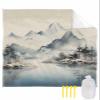 Beach Blanket Waterproof Sandproof Beach Mat,Chinese Retro Landscape Linen Picnic Blankets with Sand Pockets and Stakes,Watercolor Oil Painting Art Outdoor Pad for Seaside,Travel,Camping 108x84In view 1