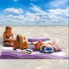 Beach Blanket Waterproof Sandproof Beach Mat,Purple Abstract Sea Wave Stripe Picnic Blankets with Sand Pockets and Stakes,Modern Abstract Minimalist Ocean Art Outdoor Pad for Seaside,Travel 83x79In view 2