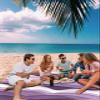 Beach Blanket Waterproof Sandproof Beach Mat,Purple Abstract Sea Wave Stripe Picnic Blankets with Sand Pockets and Stakes,Modern Abstract Minimalist Ocean Art Outdoor Pad for Seaside,Travel 83x79In view 3