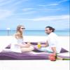 Beach Blanket Waterproof Sandproof Beach Mat,Purple Abstract Sea Wave Stripe Picnic Blankets with Sand Pockets and Stakes,Modern Abstract Minimalist Ocean Art Outdoor Pad for Seaside,Travel 83x79In view 4