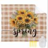 Beach Blanket Waterproof Sandproof Beach Mat,Spring Sunflower Retro Yellow Flower Picnic Blankets with Sand Pockets and Stakes,Floral Blossom Buffalo Plaid Outdoor Pad for Seaside,Travel 118x108In view 1