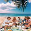 Beach Blanket Waterproof Sandproof Beach Mat,Black White Buffalo Plaid Easter Bunny Egg Picnic Blankets with Sand Pockets and Stakes,Botanical Retro Linen Outdoor Pad for Seaside,Travel 83x79In view 3