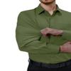 Alimens & Gentle Mens Dress Shirts 4-Way Stretch Long Sleeve Collared Casual Solid Wedding Dating Button Down Shirt Olive Green view 3