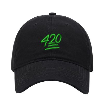 Baseball Cap Men Women 420 Embroidered Unisex Classic Adjustable Strapback Dad Hat (7 1/2,Black)