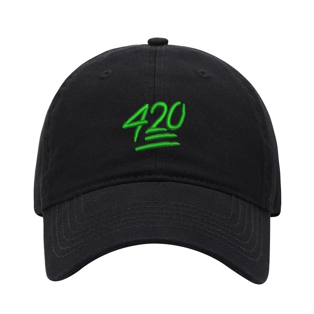 Baseball Cap Men Women 420 Embroidered Unisex Classic Adjustable Strapback Dad Hat (7 1/2,Black)