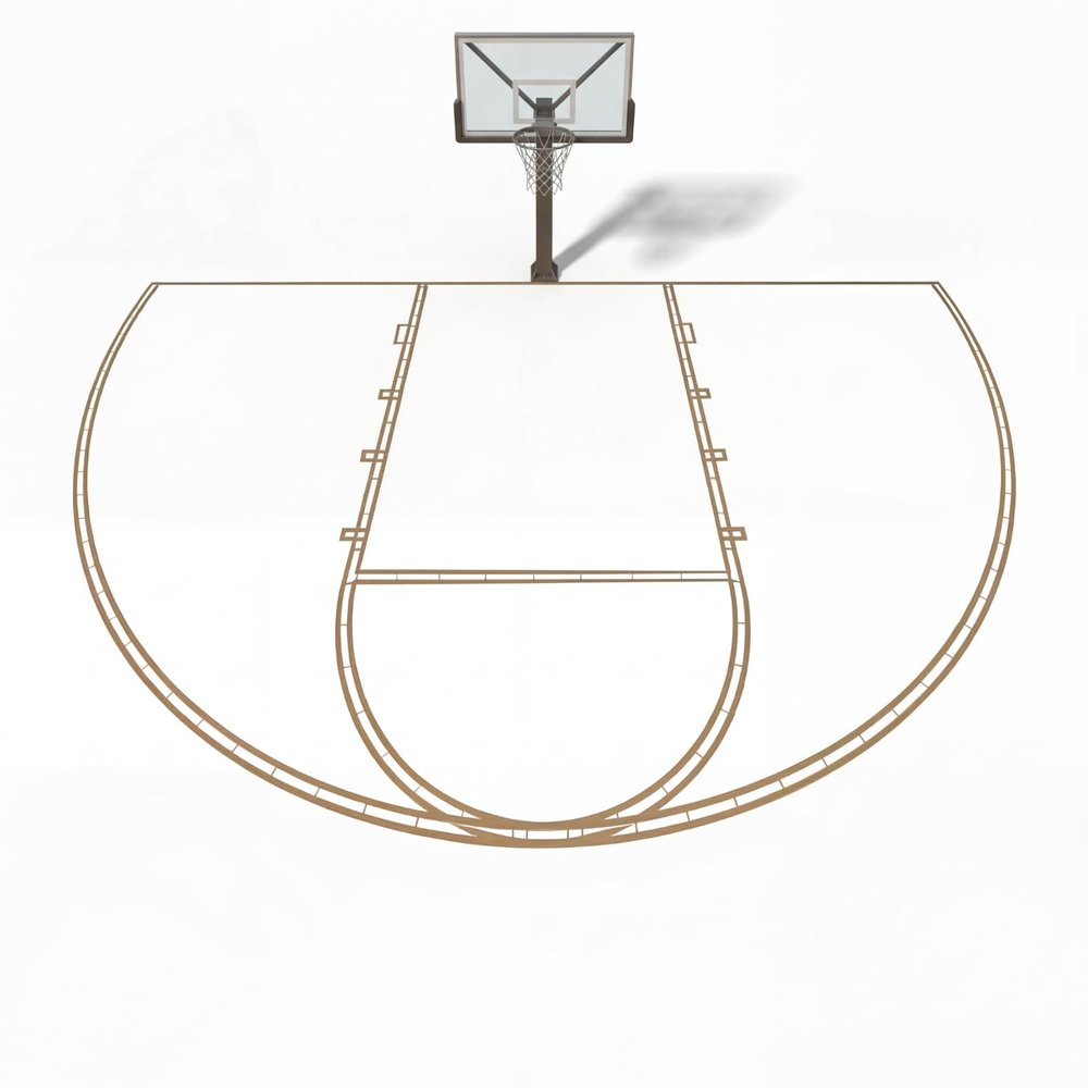 Lunmon Basketball Court Stencil Kit Marking Corrugated Cardboard for Gym Asphalt Concrete Driveway Home and Local Park No Paint Included