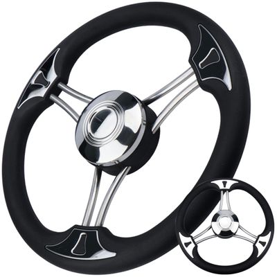 XinKunmarine 13.5" Boat Steering Wheel, Premium Stainless Steel Marine Steering Wheel with Anti-Slip Design, Universal Fit - Durable & Enhanced Control for Yachts, Bass and Pontoon Boats