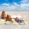 Beach Blanket Waterproof Sandproof Beach Mat,Spring Pastoral Yellow Flower Blossom Butterfly Picnic Blankets with Sand Pockets and Stakes,Farm Botanical Outdoor Pad for Seaside,Travel 118x108In view 2