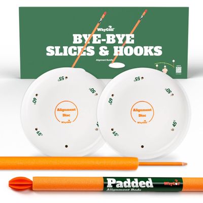 WHYGOLF Alignment Discs with Padded Golf Alignment Rods - Easily Train Golf Swing Plane, Path & More, Golf Training Aid with 2 Golf Alignment Stick Holders and 2 Alignment Sticks