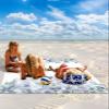 Beach Blanket Waterproof Sandproof Beach Mat,Spring Gradient Eucalyptus Leaves White Picnic Blankets with Sand Pockets and Stakes,Aesthetic Botanical Outdoor Pad for Seaside,Travel,Camping 108x84In view 2