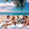 Beach Blanket Waterproof Sandproof Beach Mat,Spring Gradient Eucalyptus Leaves White Picnic Blankets with Sand Pockets and Stakes,Aesthetic Botanical Outdoor Pad for Seaside,Travel,Camping 108x84In view 3