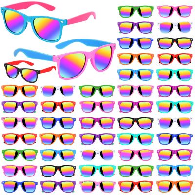 Gifts2U Kids Sunglasses Bulk Party Favors for Kids Ages 3-8, 48 Pack Rainbow Neon Sunglasses for Boys Girls with UV400 Protection, Birthday Pool Gifts Party Supplies.