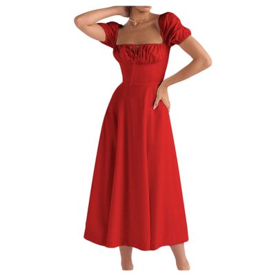 Dressnu Camisole Dress Women's French Skirt Red-B S