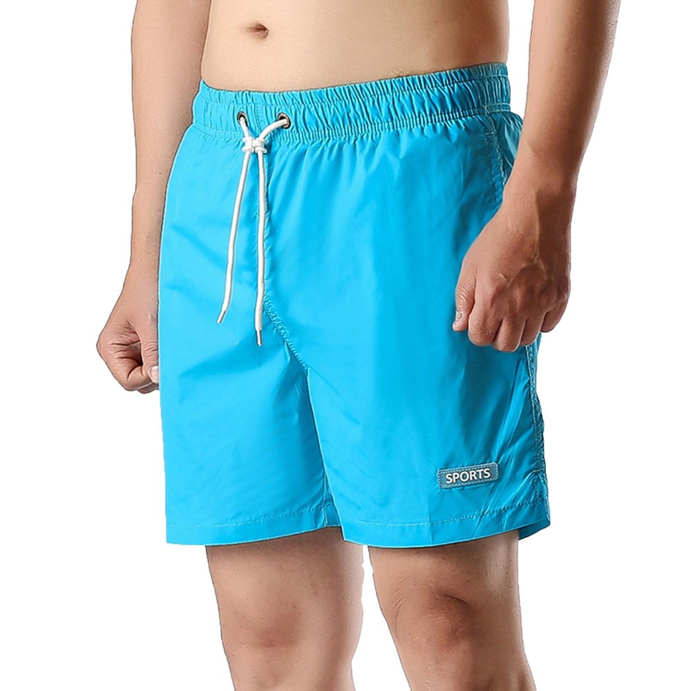 Muscularfit Men Shorts Casual Elastic Waist Swimming Trunks Summer Quick Dry Beach Shorts with Pockets Regular Fit Shorts Mens Shorts Casual Sky Blue L