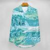 Blue Ocean Sharks Womens Long Sleeve Button Down Shirts V-Neck Print Casual Blouse Tops XL view 4