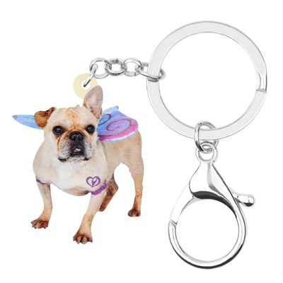 NEWEI Acrylic French Bulldog Puppy Dog Key Chains Animal Rings Purse Car Gift For Women Girls Ladies Charms Pets (French Bulldog E)