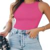 MANGOPOP Body Suits For Women Round Crew Neck Basic Ribbed Sleeveless Sexy Bodysuit for Women view 1