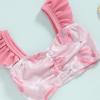 Toddler Baby Girl Fly Sleeve Swimsuit Infant Bathing Suit Swimwear 3 Piece Set Summer Clothes Outfit (Pink Flower, 6-12 Months) view 2