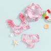 Toddler Baby Girl Fly Sleeve Swimsuit Infant Bathing Suit Swimwear 3 Piece Set Summer Clothes Outfit (Pink Flower, 6-12 Months) view 4