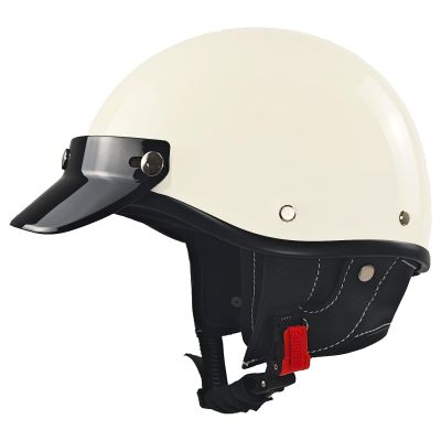 SanQing Retro Open Face Half Motorcycle, Cruiser Helmets-DOT (White, M)