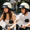 SanQing Retro Open Face Half Motorcycle, Cruiser Helmets-DOT (White, M) view 2